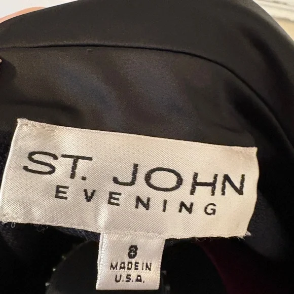 St. John Evening Jacket & Skirt w/Satin Cuffs & Collar EUC Santana - Picture 6 of 11